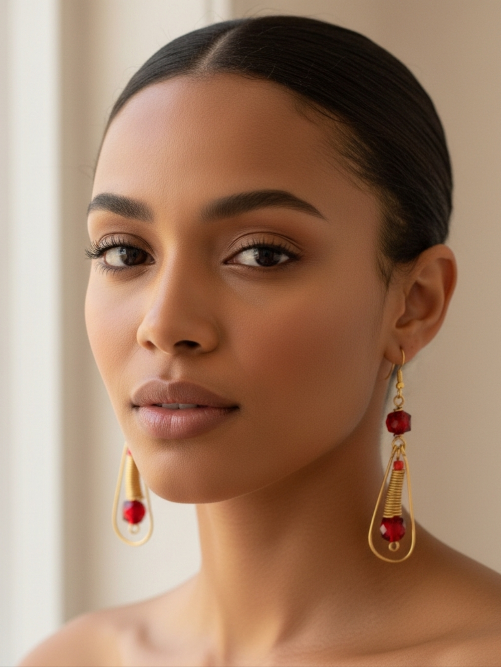 Brass bead drop dangle handmade earrings